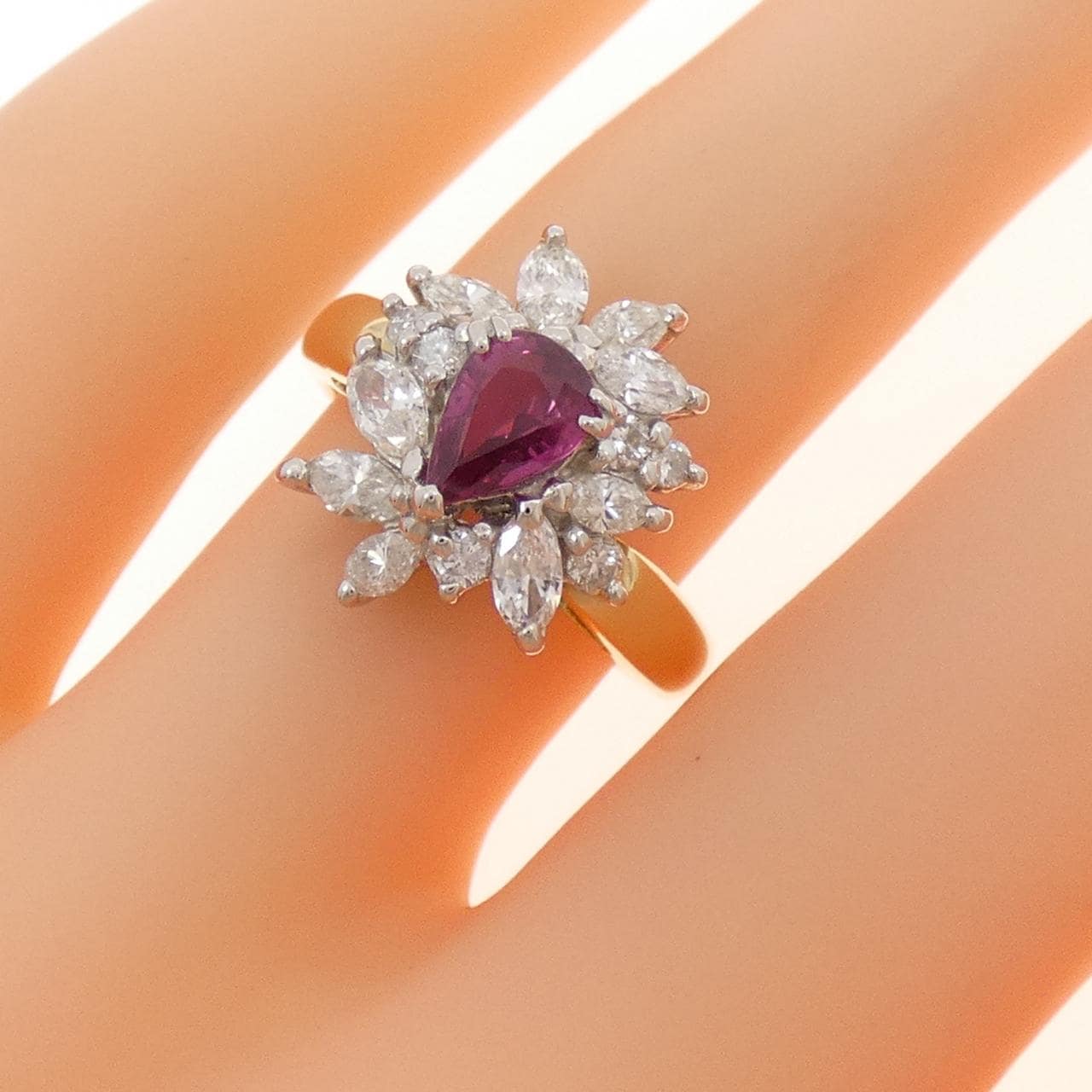 K18YG/PT850 ルビー リング 0.63CT