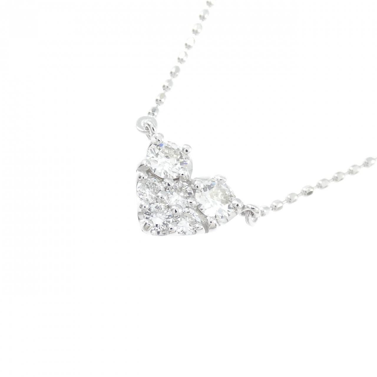 K18WG ハート ダイヤモンド ネックレス