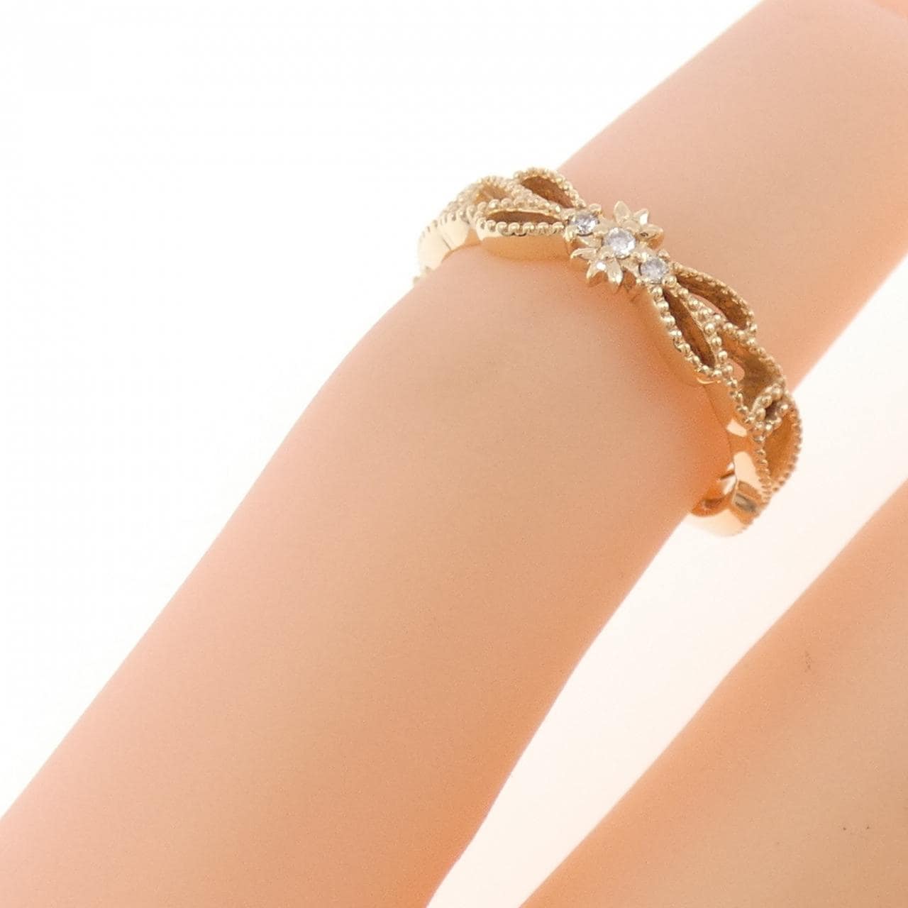 アガット ダイヤモンド ピンキー リング 0.013CT