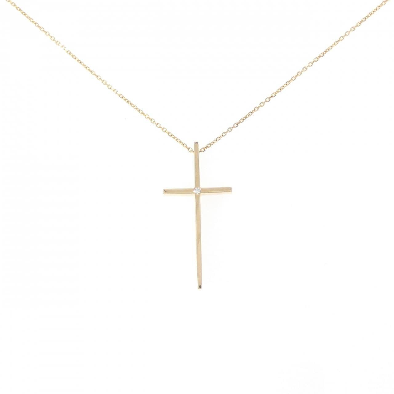 K18YG クロス ダイヤモンド ネックレス 0.01CT