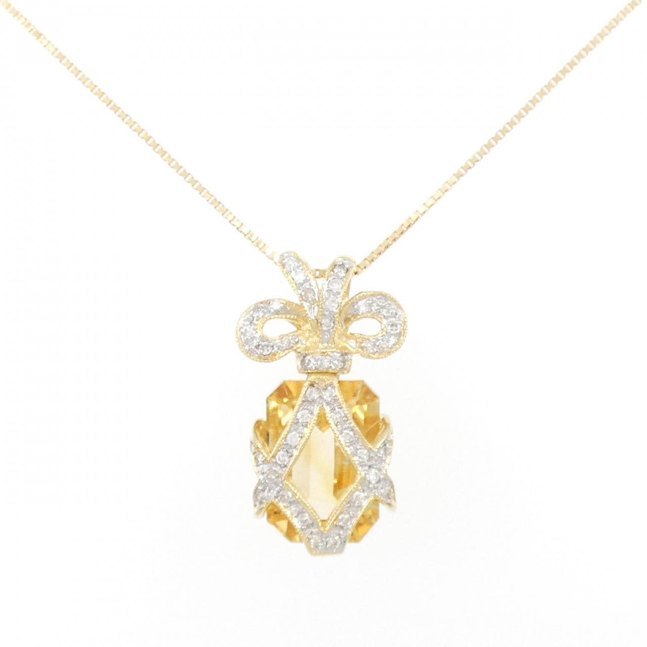 K18YG/K18WG Citrine Necklace 4.85CT