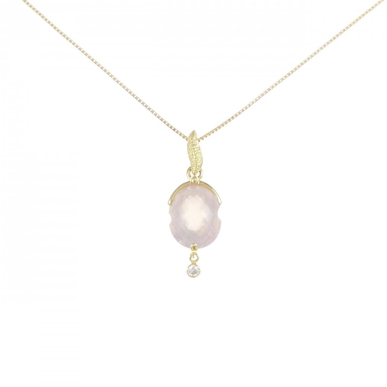 K18YG ローズクオーツ ネックレス 3.46CT