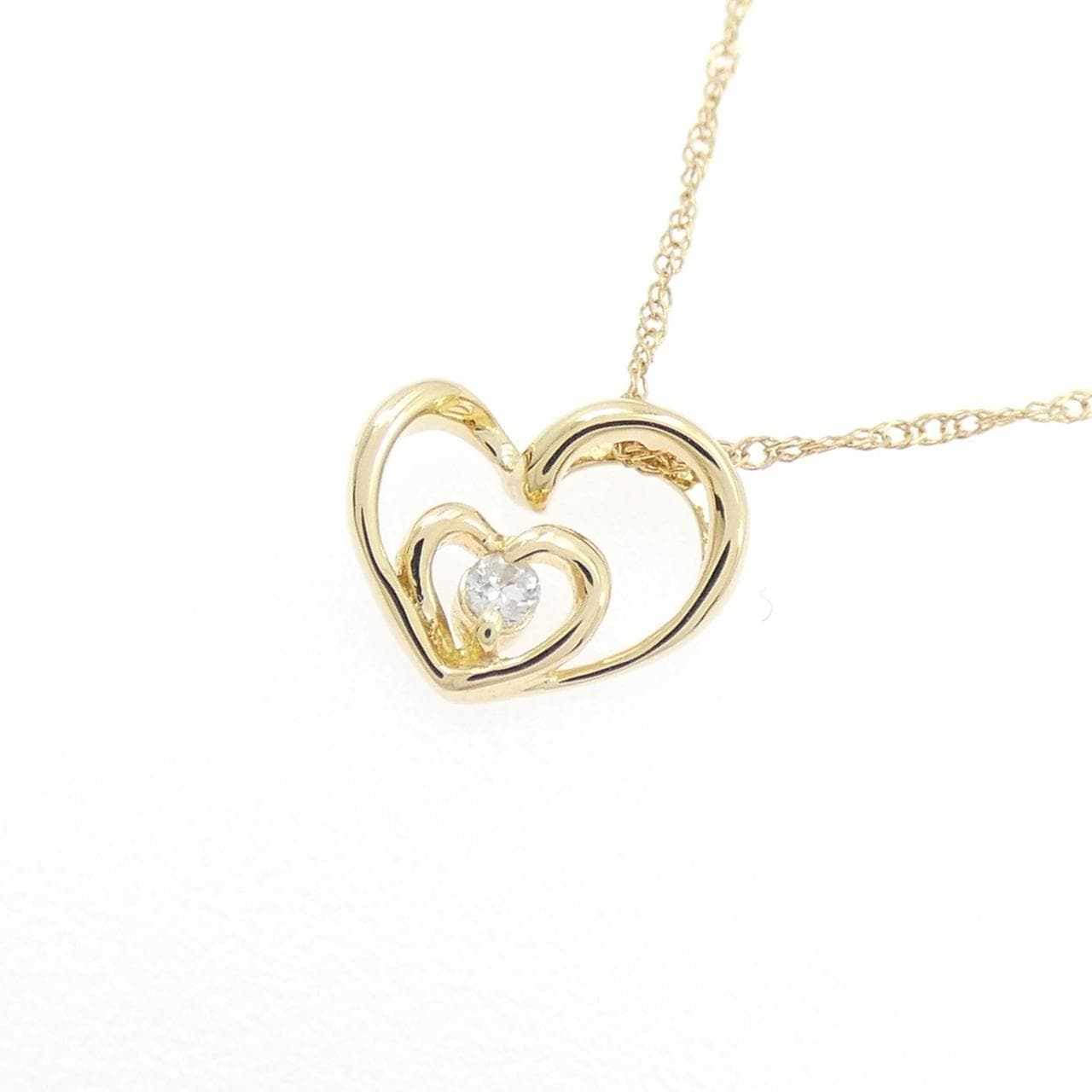 K18YG ハート ダイヤモンド ネックレス 0.02CT