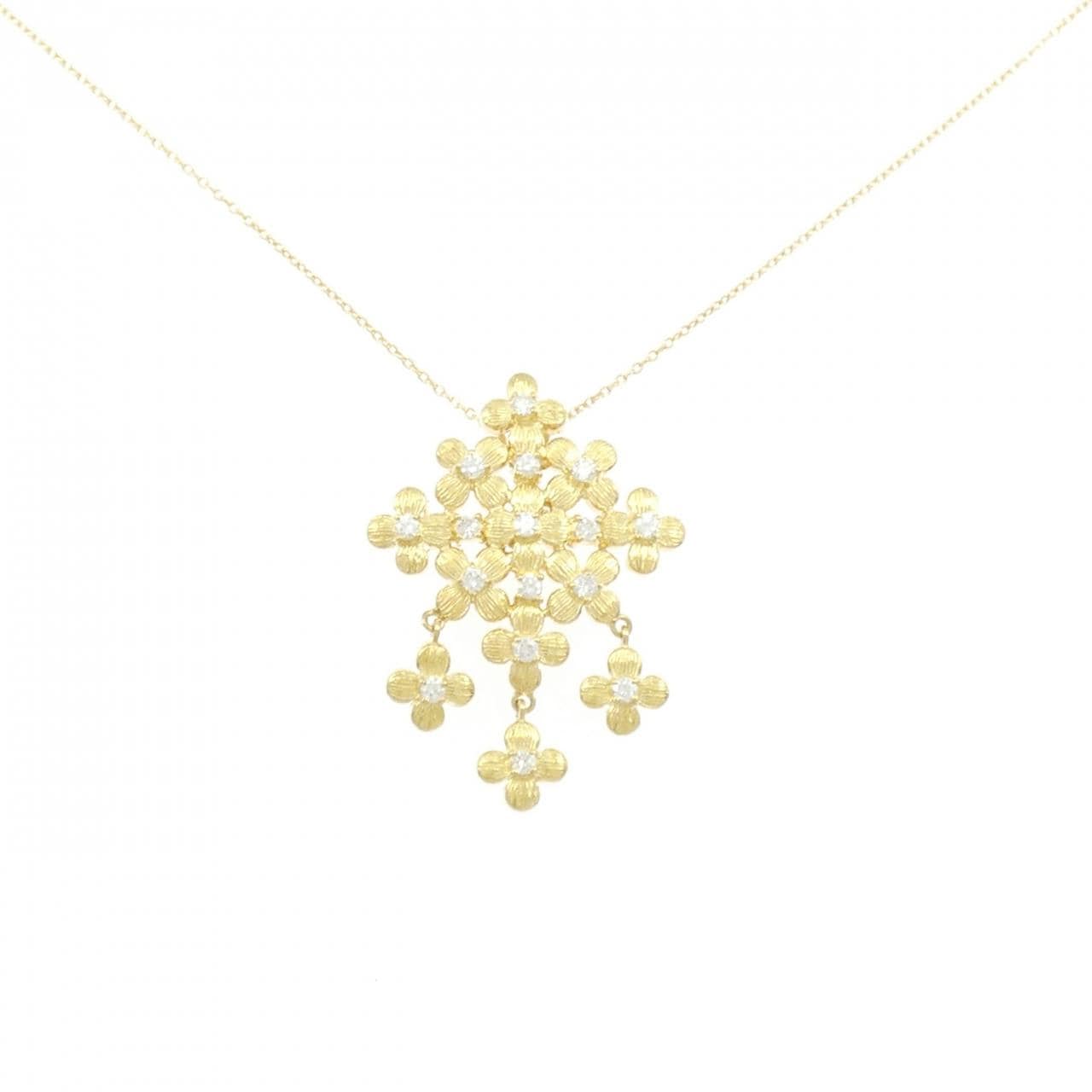 K18YG フラワー ダイヤモンド ネックレス 0.36CT