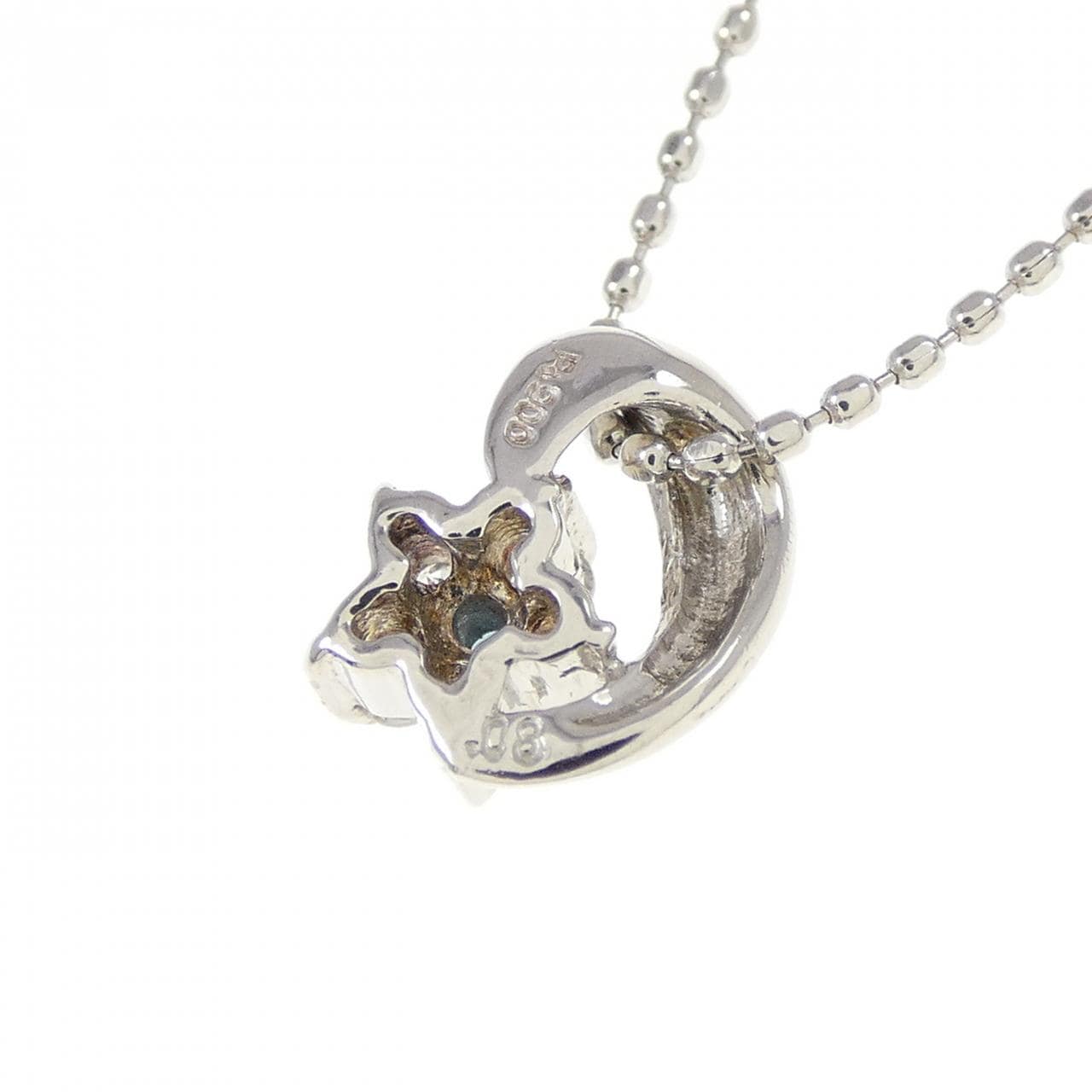 PT900/PT850 フラワー ダイヤモンド ネックレス 0.08CT