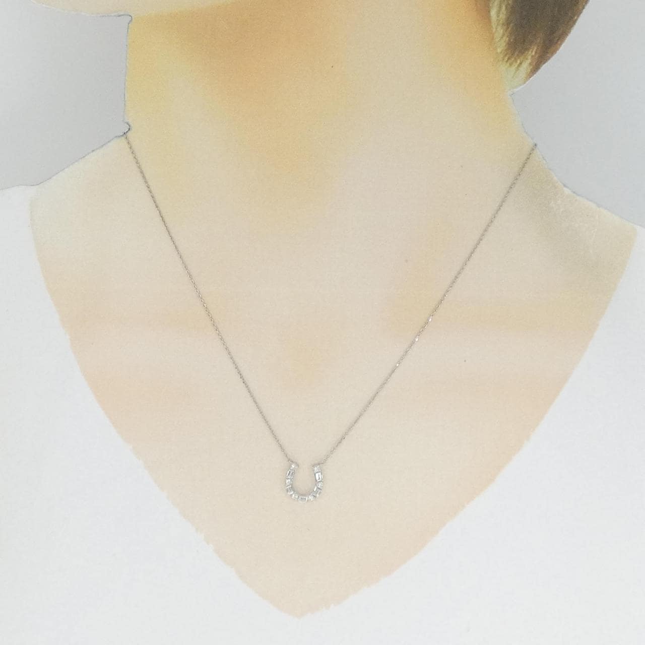 PT ホースシュー ダイヤモンド ネックレス 0.18CT