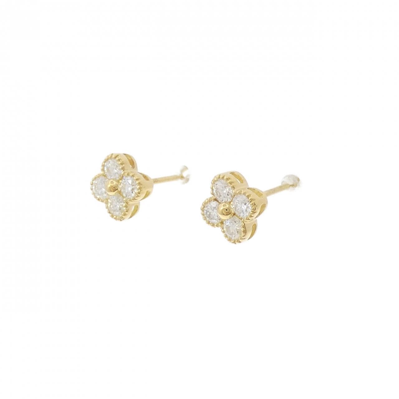 【新品】K18YG フラワー ダイヤモンド ピアス 0.502CT