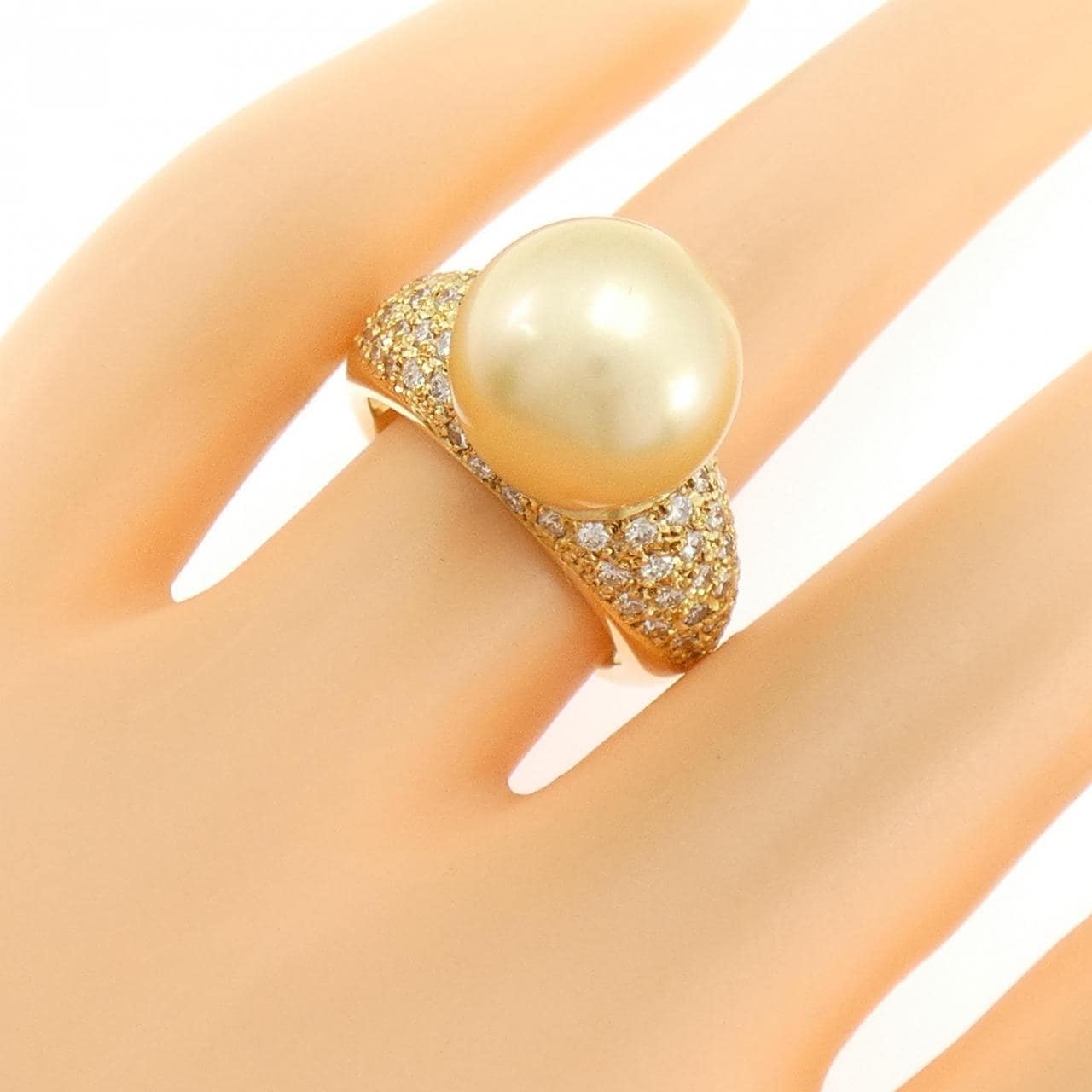 K18YG 白蝶パール リング 12.4mm