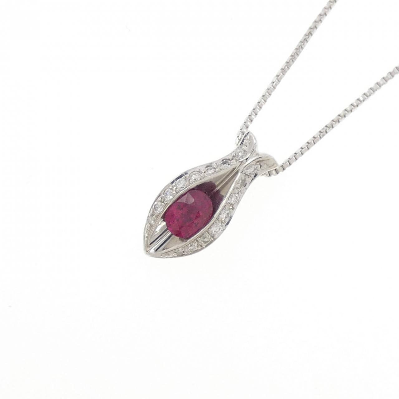 PT900/PT850 ルビー ネックレス 0.44CT