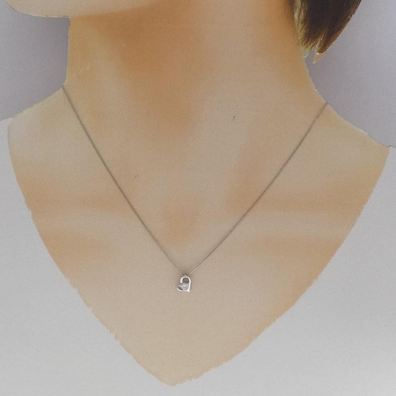 PT900/PT850 ハート ダイヤモンド ネックレス 0.10CT