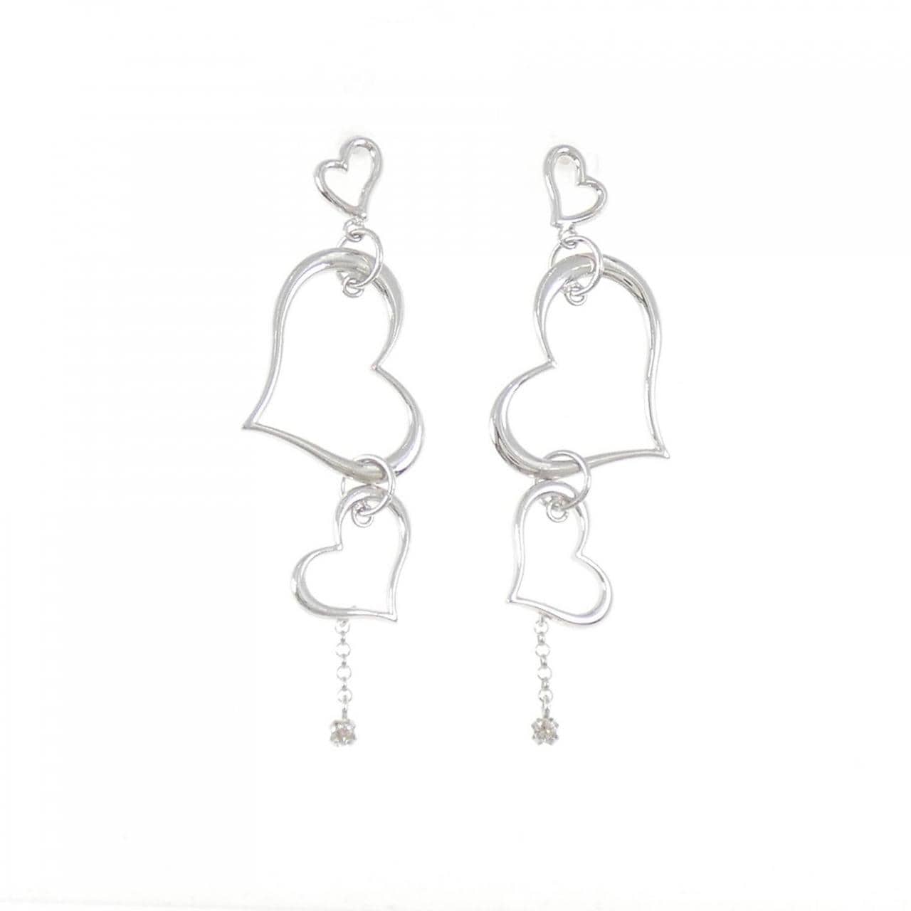 K18WG heart Diamond earrings 0.02CT