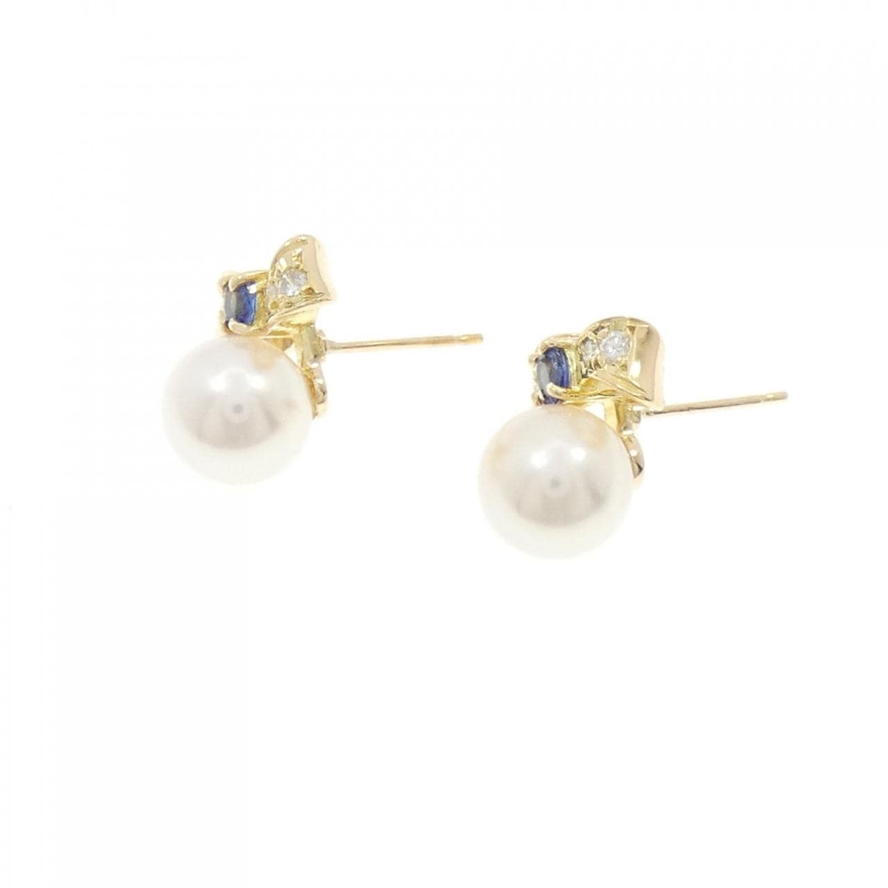 K18YG リボン アコヤパール ピアス 7.6mm