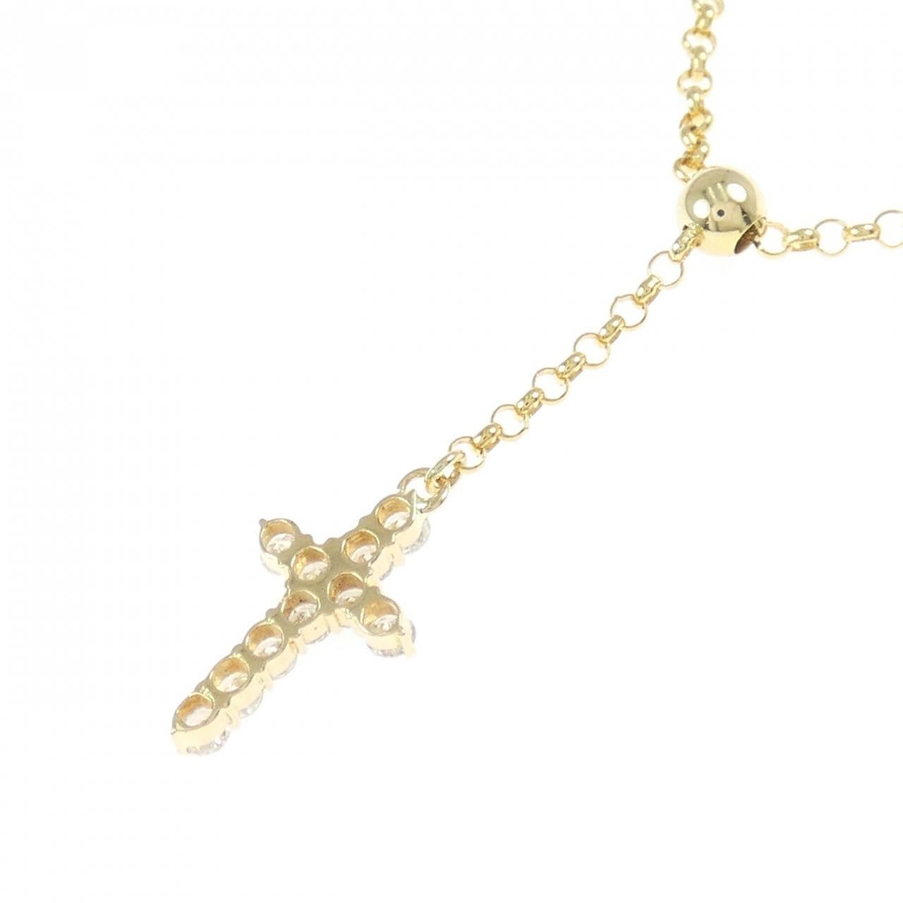 K18YG クロス ダイヤモンド ネックレス 0.33CT