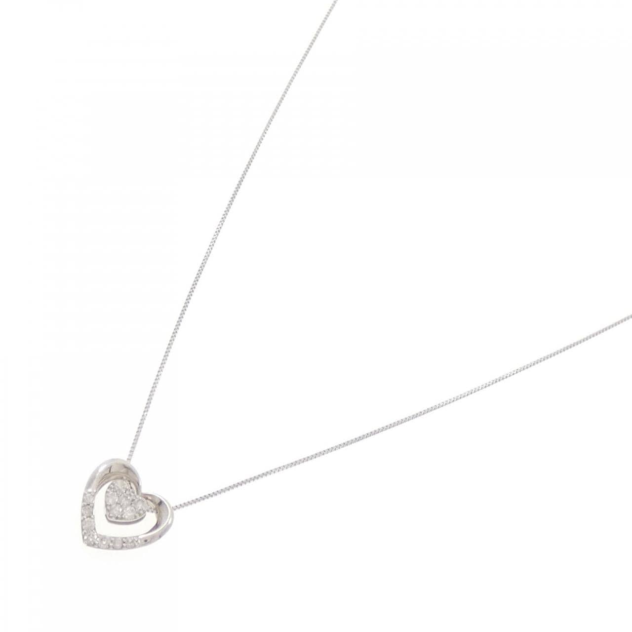 K18WG ハート ダイヤモンド ネックレス 0.06CT