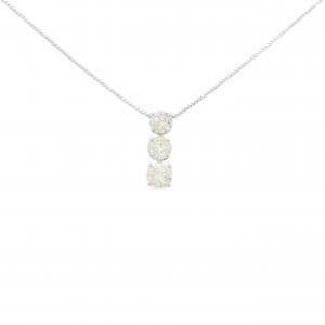 K18WG スリーストーン ダイヤモンド ネックレス 1.03CT