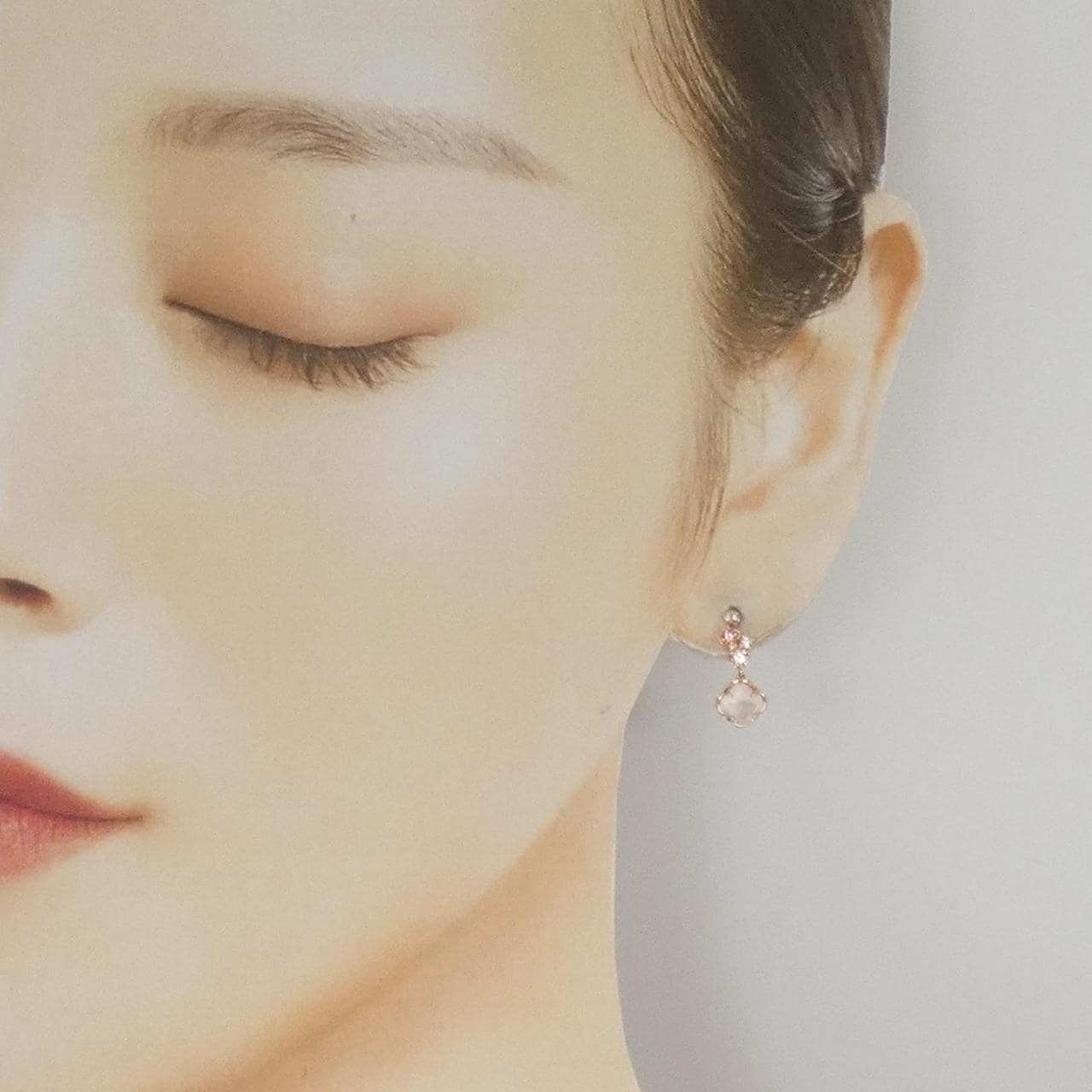 サマンサティアラ ローズクオーツ ピアス