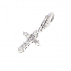 K18WG クロス ダイヤモンド チャーム 0.15CT