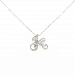 K18WG イニシャルK ダイヤモンド ネックレス 0.18CT