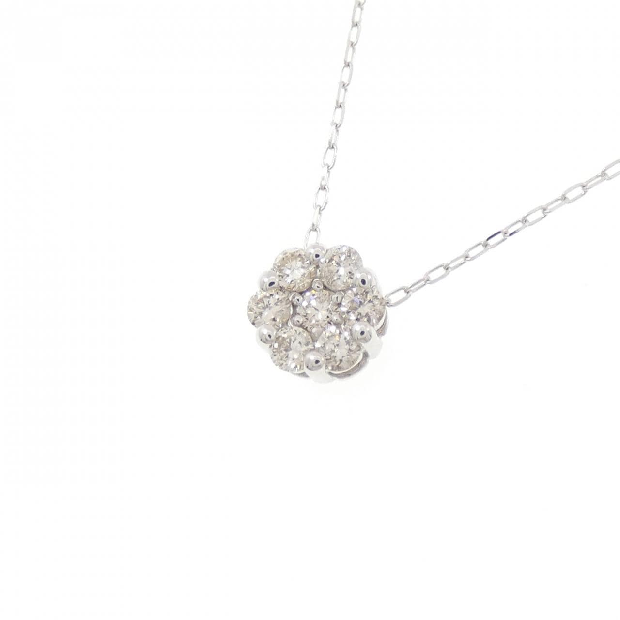 K18WG フラワー ダイヤモンド ネックレス 0.20CT