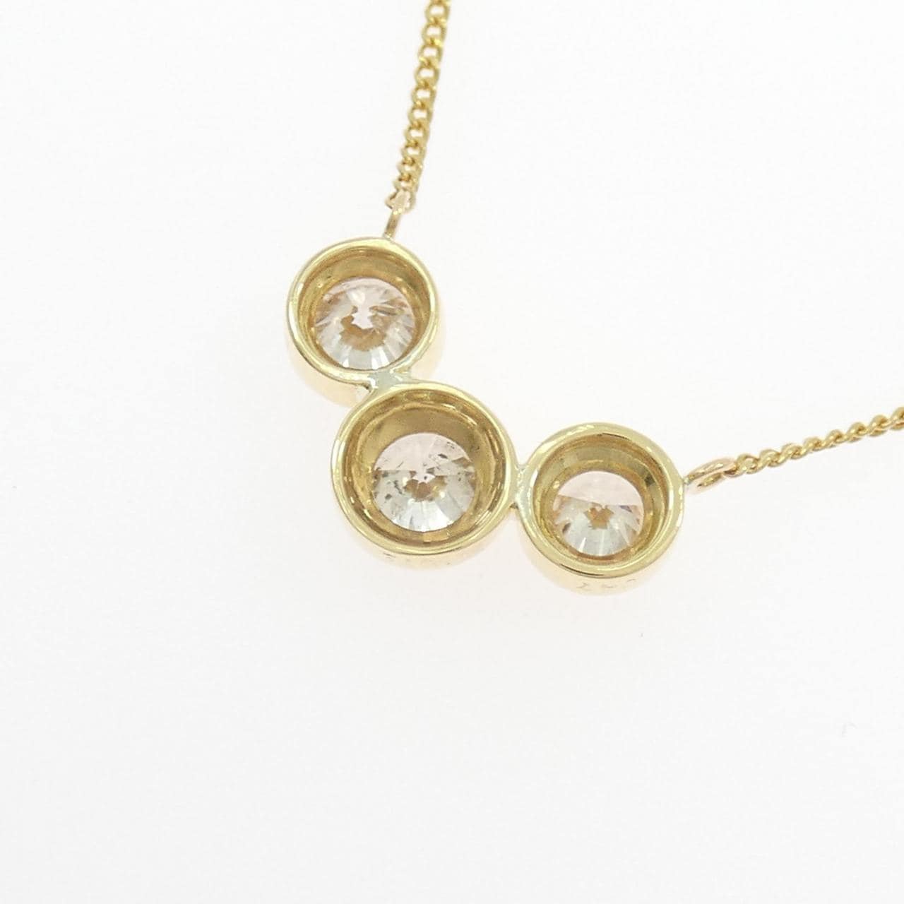 K18YG スリーストーン ダイヤモンド ネックレス 1.87CT