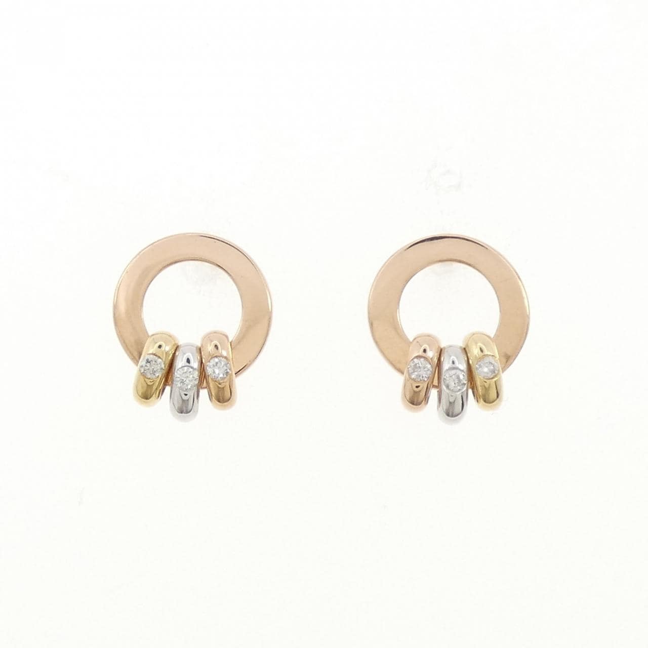 K18三色鑽石耳環0.08CT