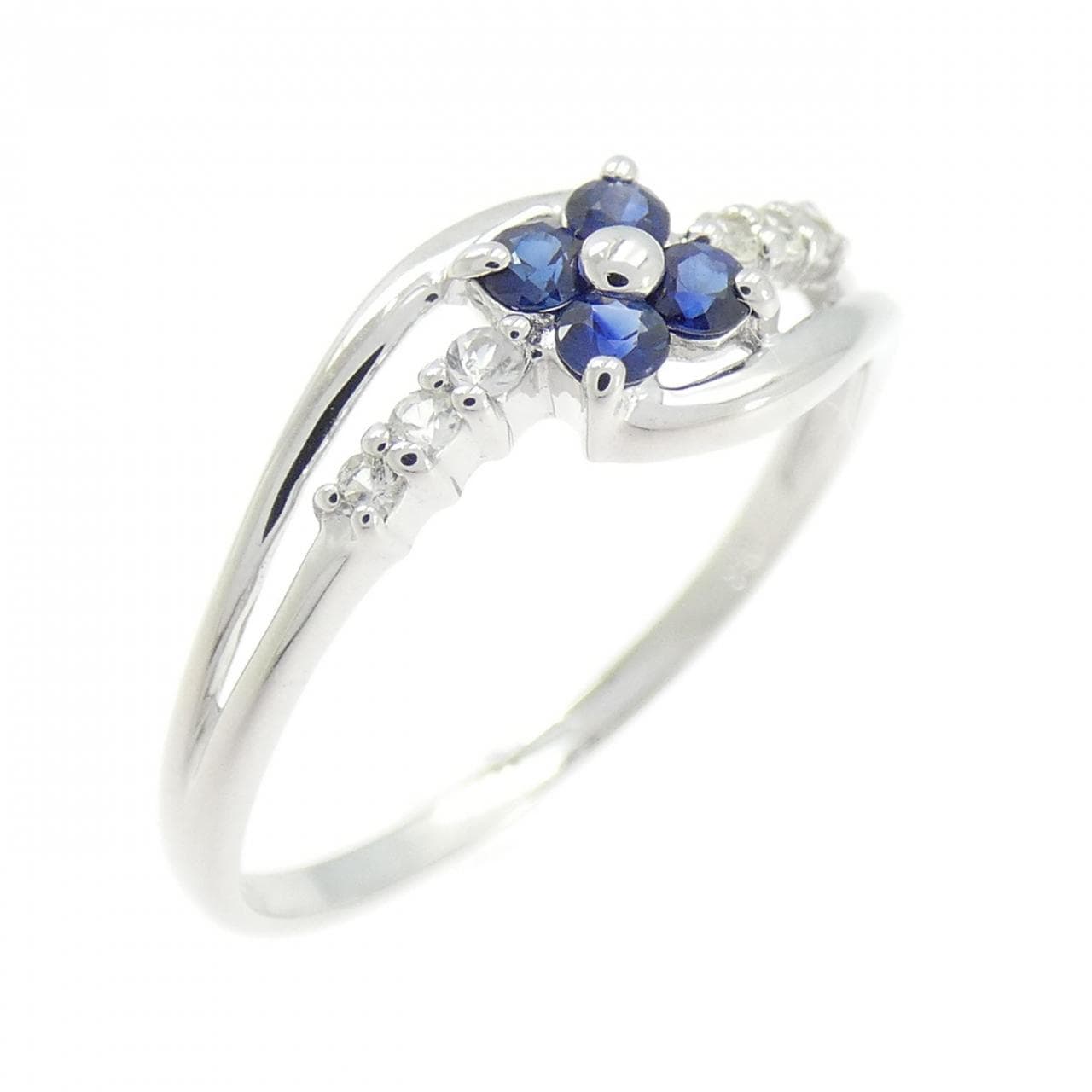 K10WG フラワー サファイヤ リング