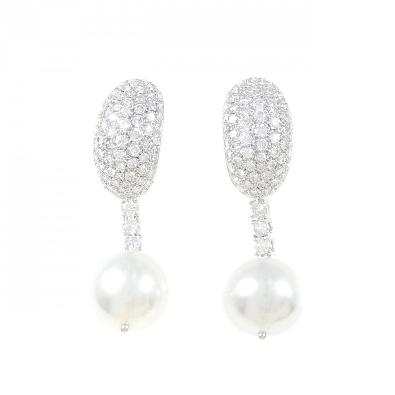 PT900/14KWG White Butterfly Pearl Earrings 11.2mm