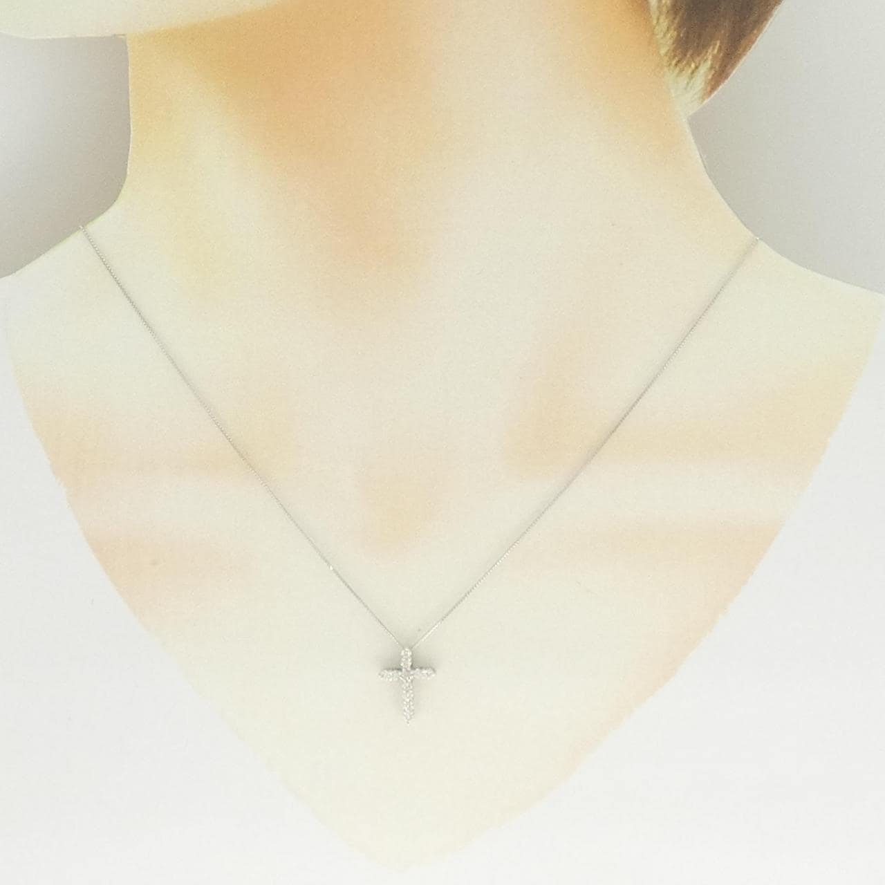 K18WG クロス ダイヤモンド ネックレス 0.30CT