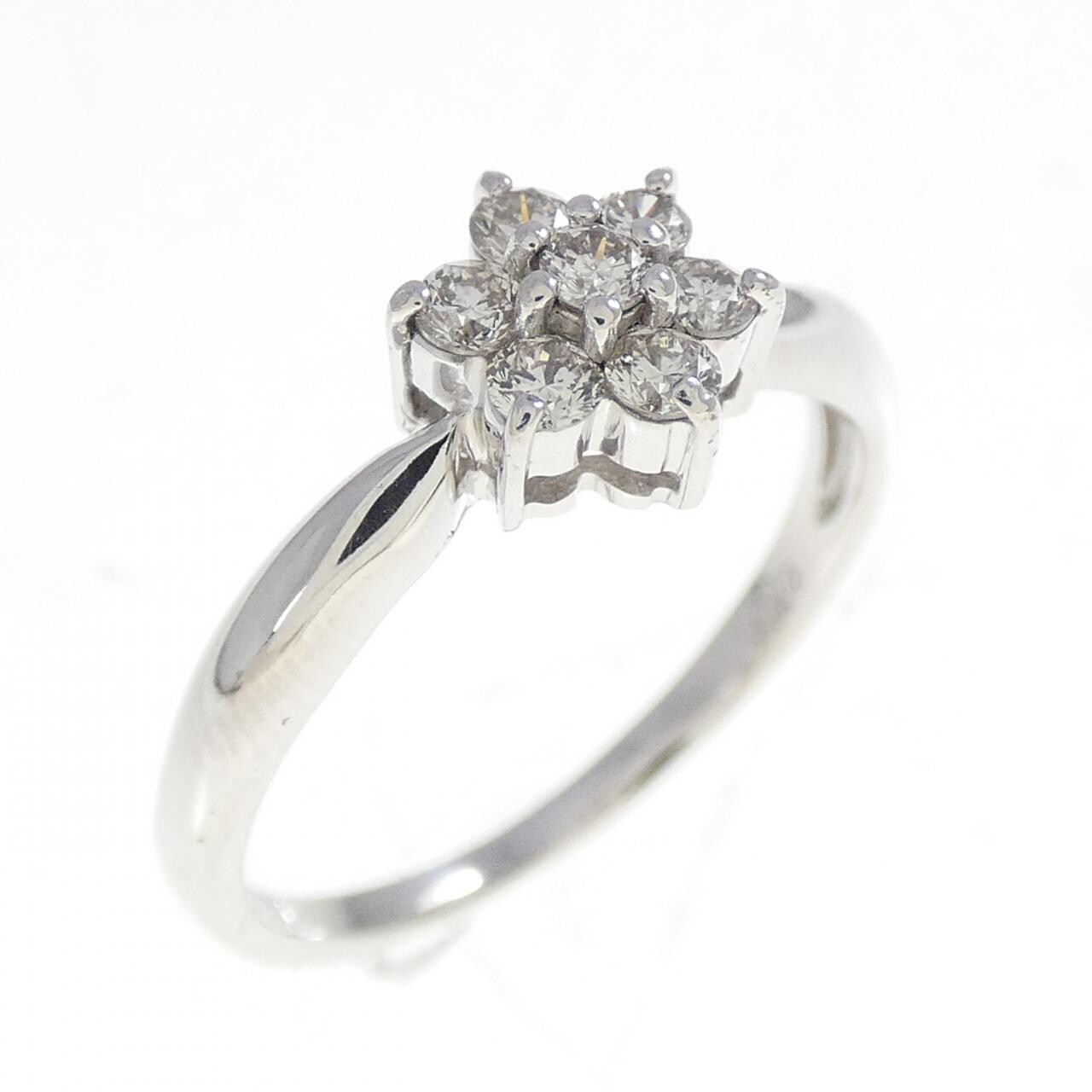 K18WG フラワー ダイヤモンド リング 0.23CT