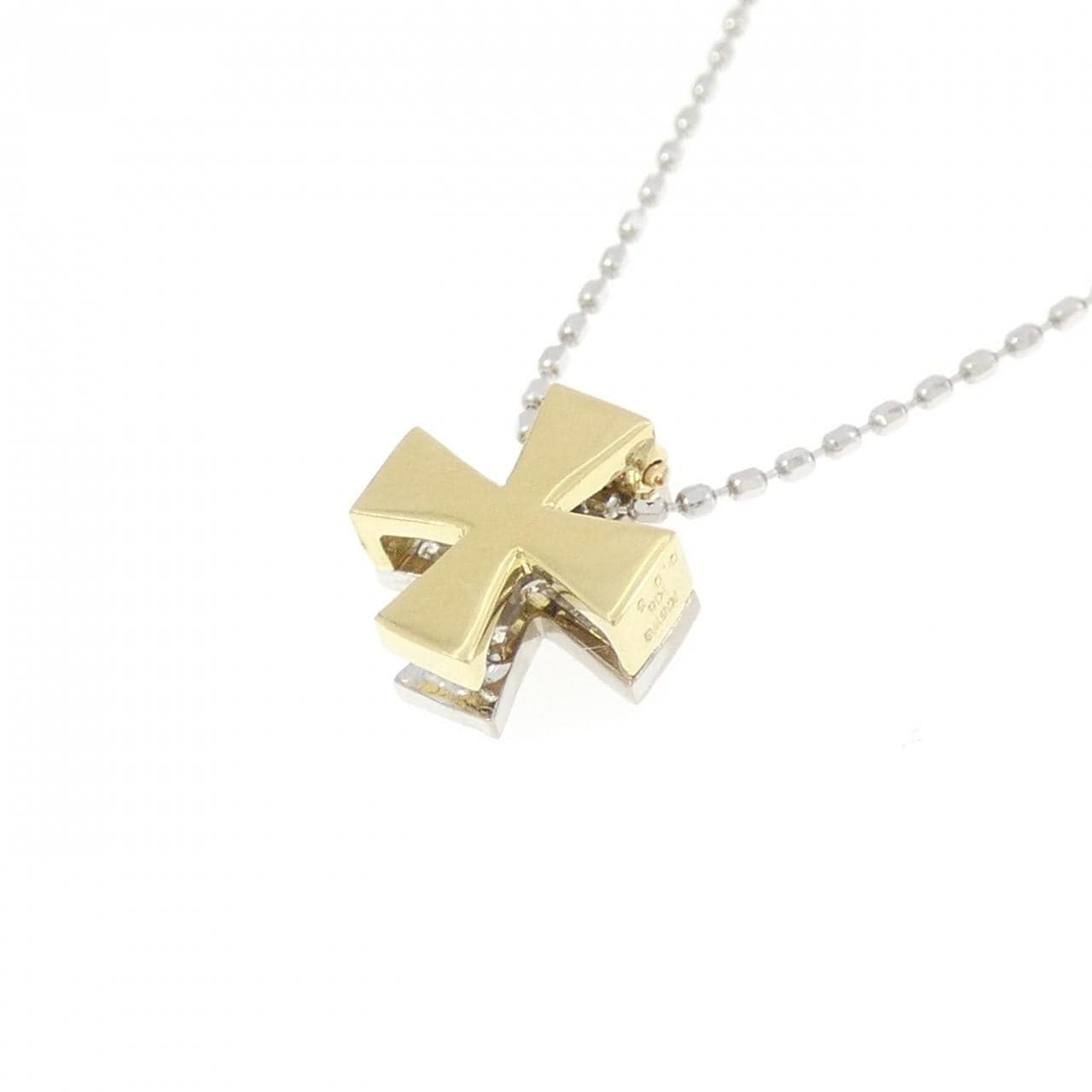 K18WG/K18YG クロス ダイヤモンド ネックレス 0.05CT