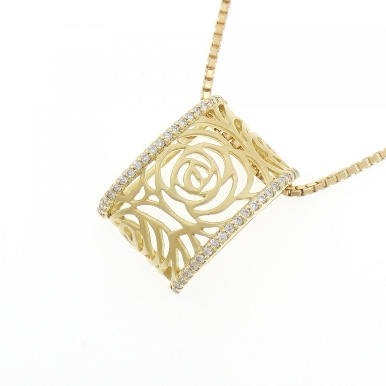 K18YG ローズ ダイヤモンド ネックレス 0.26CT