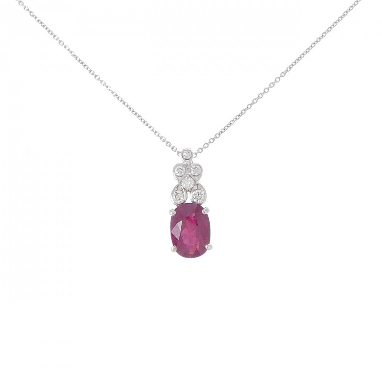 PT900/PT850 ルビー ネックレス 3.00CT ビルマ産