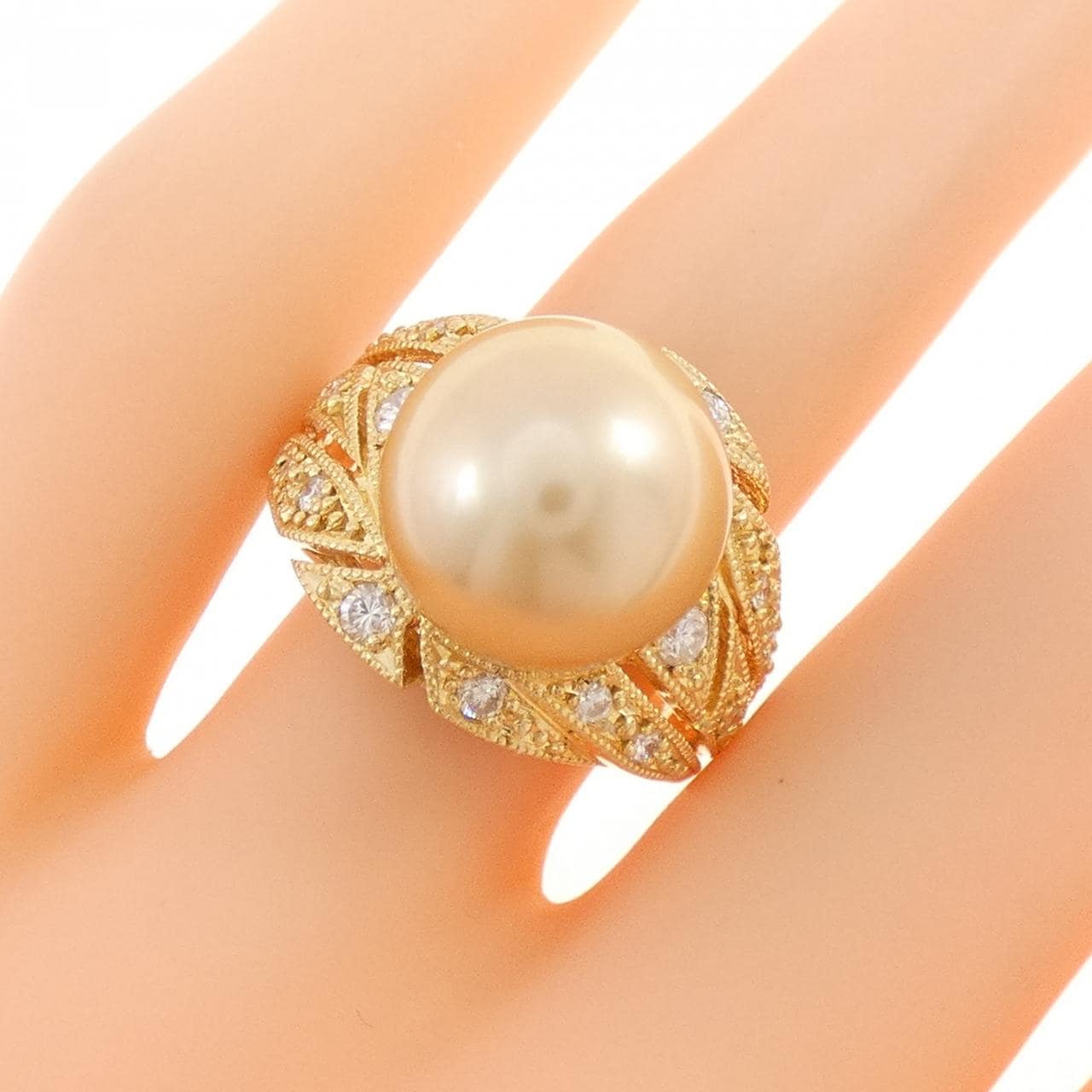 K18YG 白蝶パール リング 12.3mm