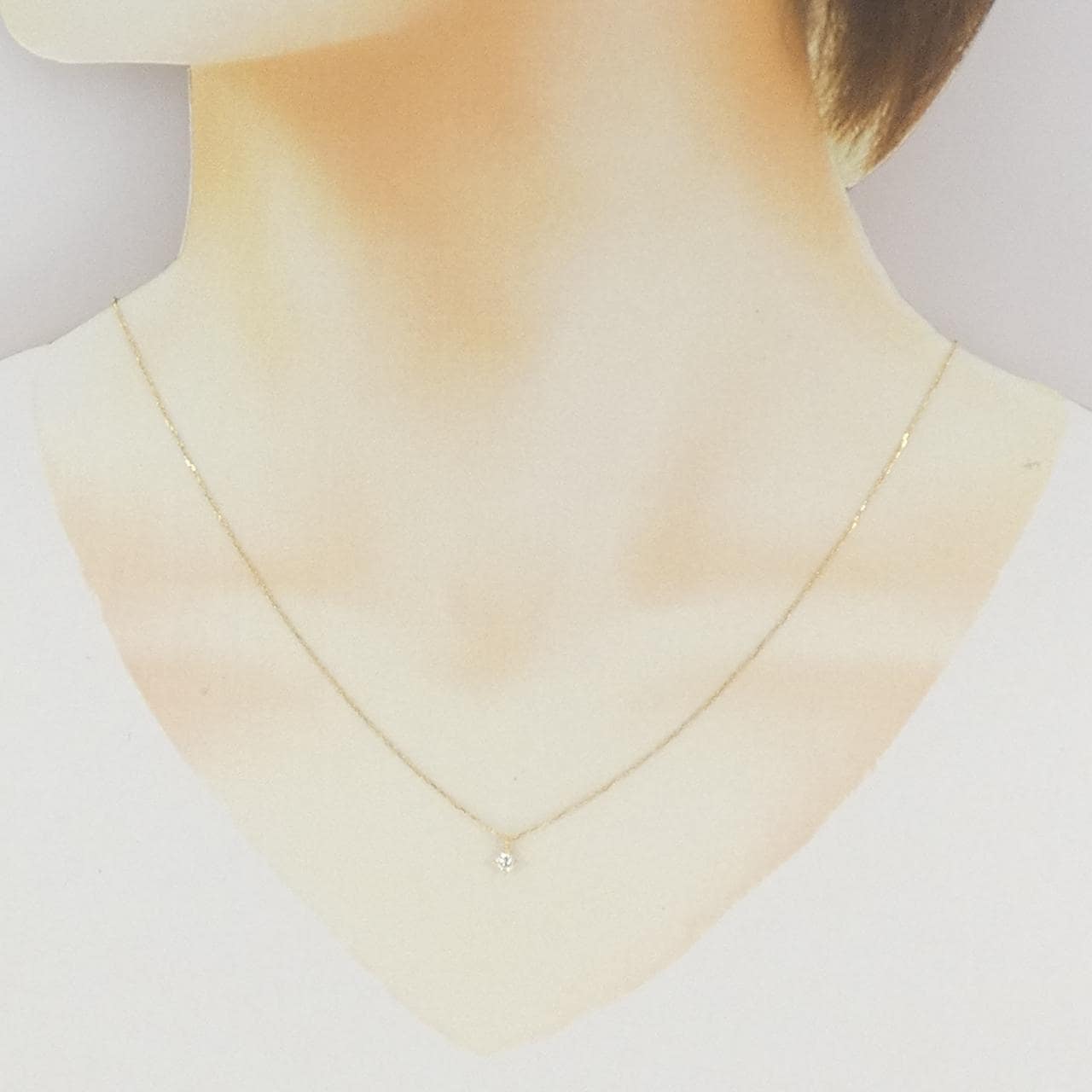 K18YG ソリティア ダイヤモンド ネックレス 0.10CT