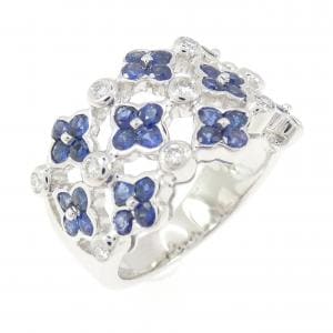 750WG フラワー サファイヤ リング 1.59CT