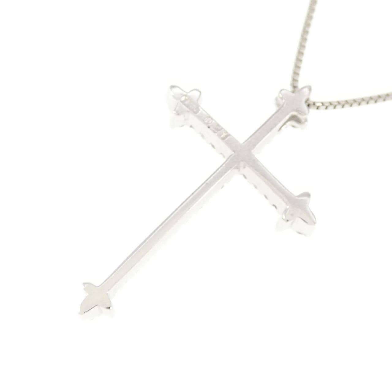 K18WG クロス ダイヤモンド ネックレス 0.21CT