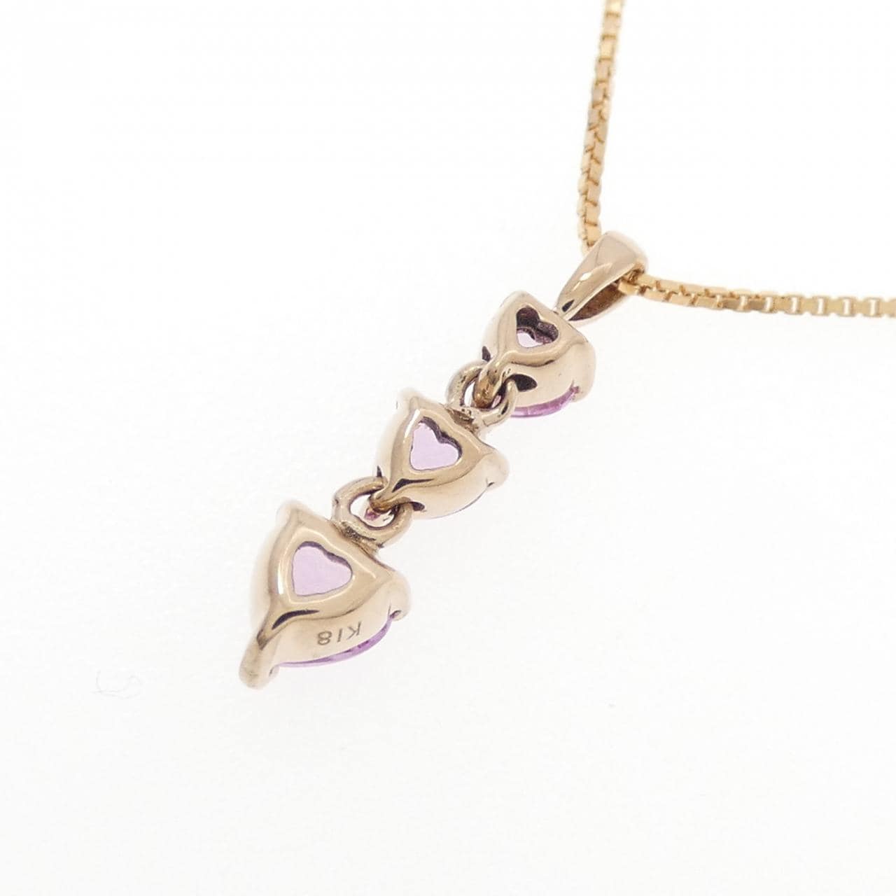 K18PG ハート サファイヤ ネックレス