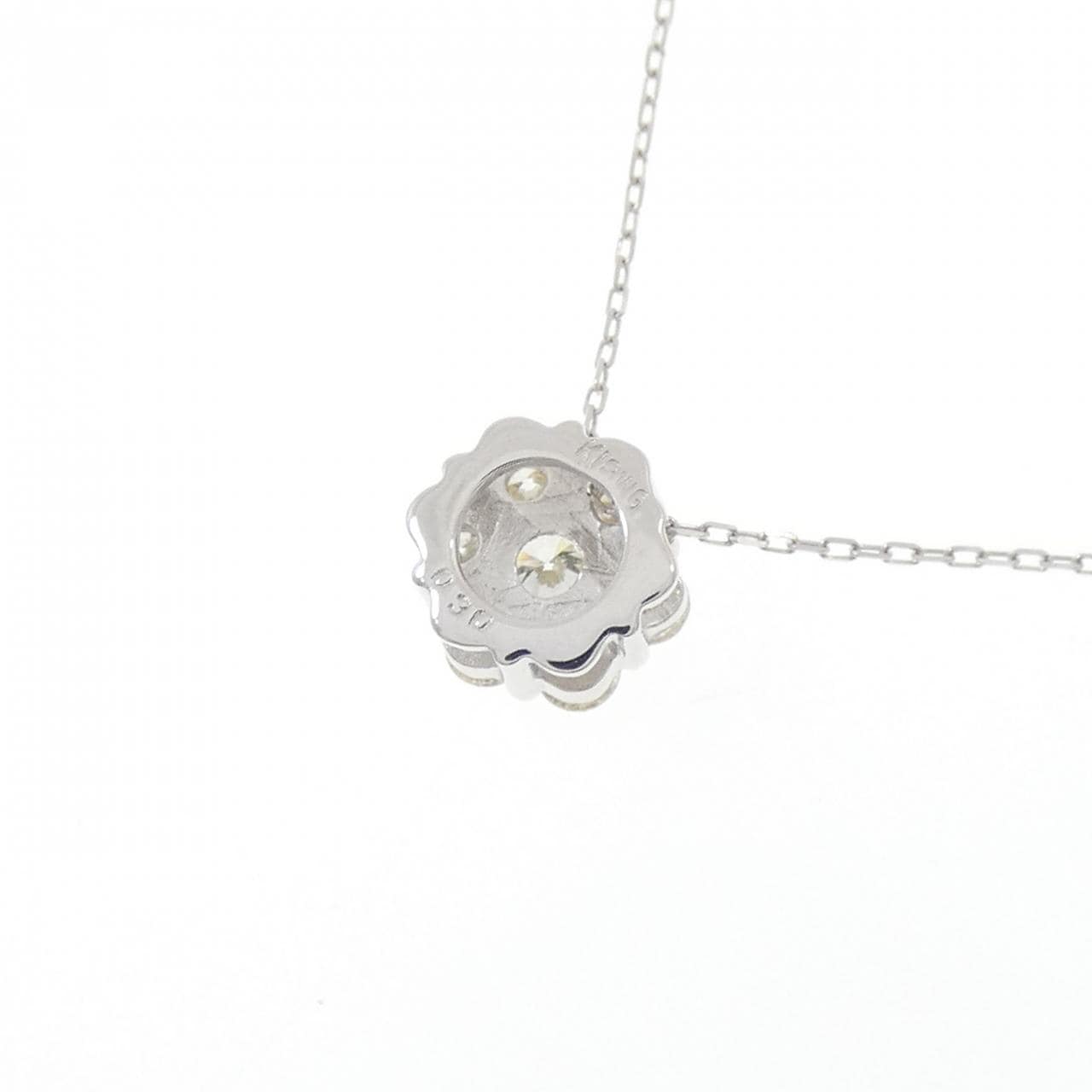 K18WG フラワー ダイヤモンド ネックレス 0.30CT