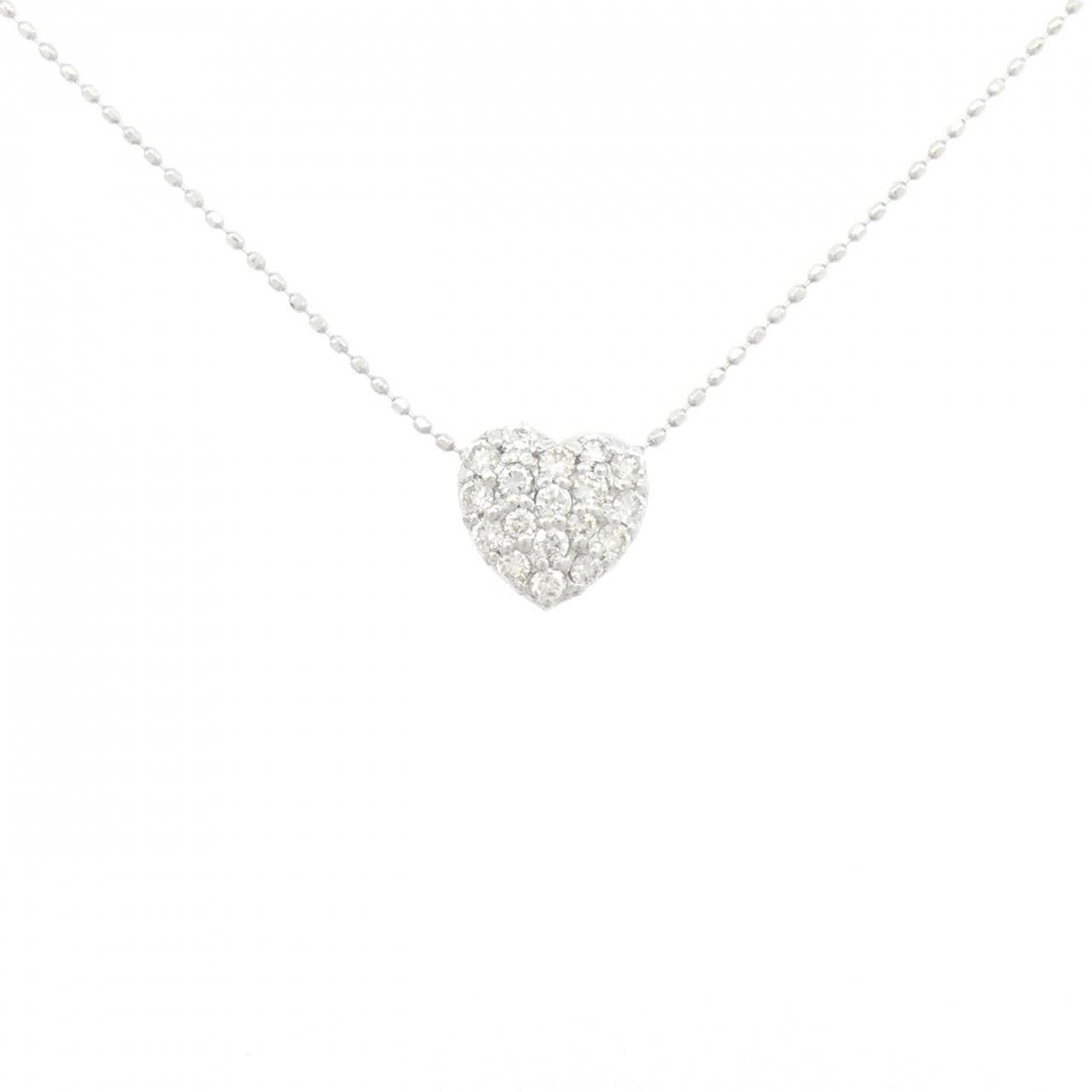 K18WG ハート パヴェ ダイヤモンド ネックレス 0.30CT