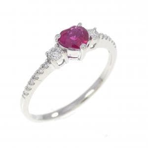 PT900 ハート ルビー リング 0.43CT