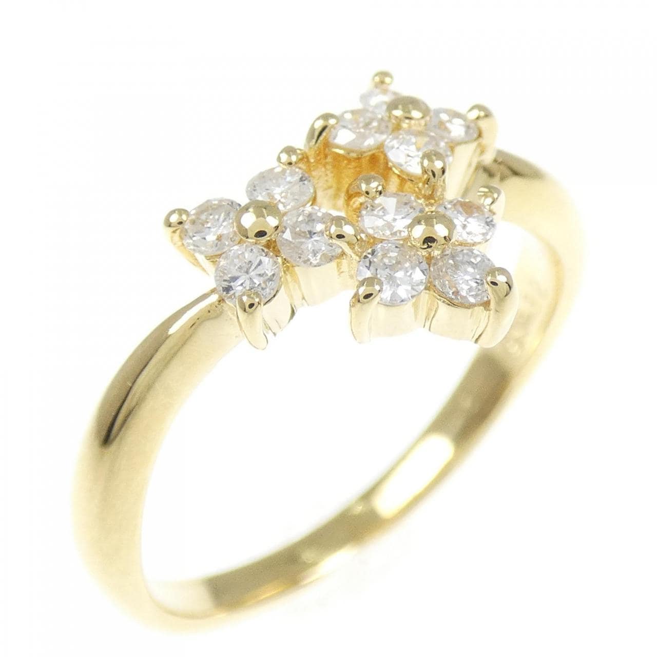 K18YG フラワー ダイヤモンド リング 0.32CT