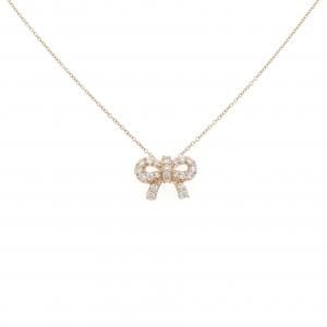 K18PG リボン ダイヤモンド ネックレス 0.30CT