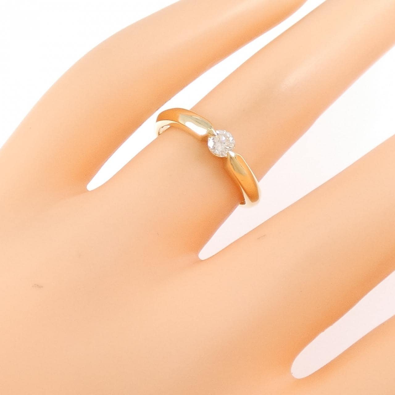 K18YG ソリティア ダイヤモンド リング 0.20CT