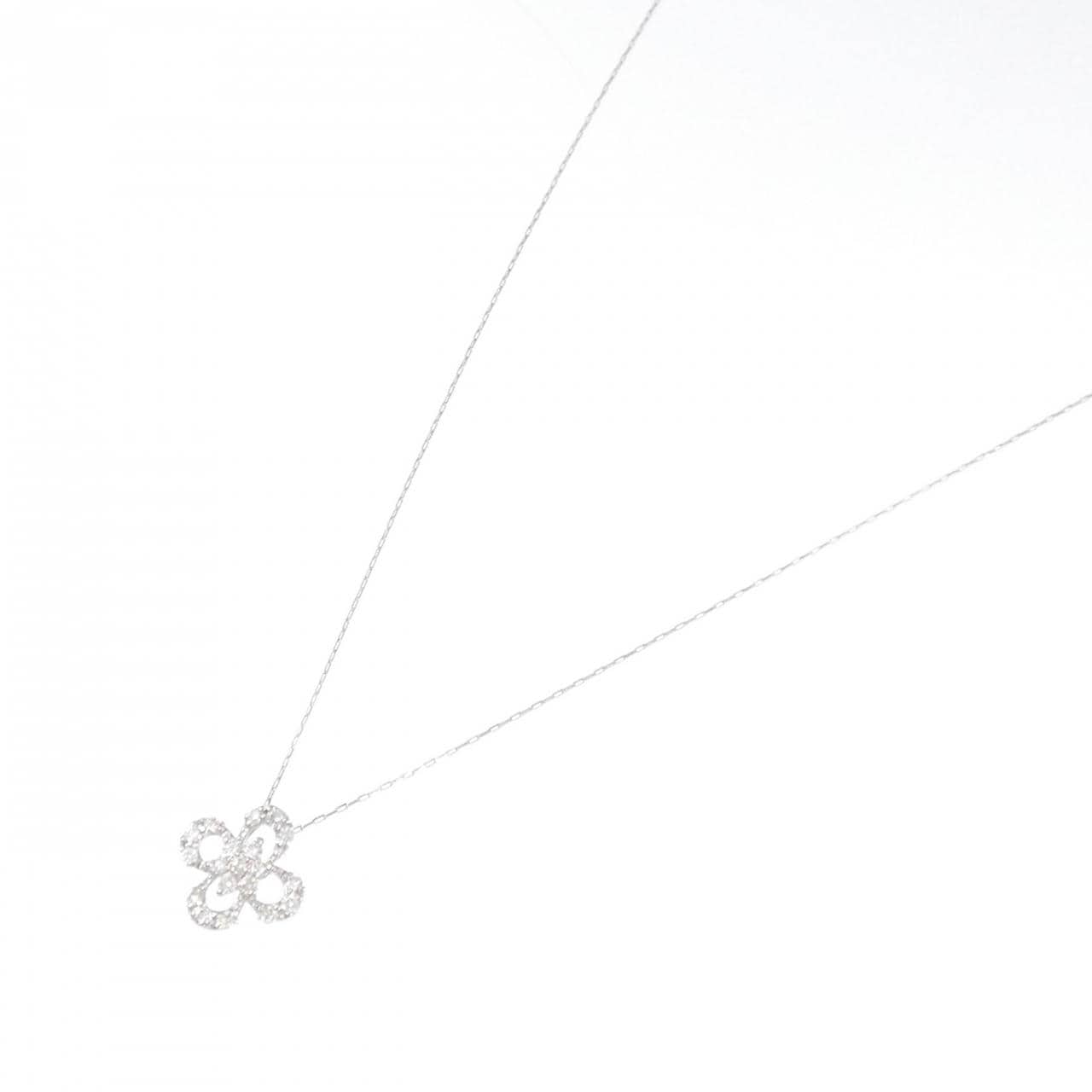 【新品】PT900/PT850 フラワー ダイヤモンド ネックレス 0.15CT