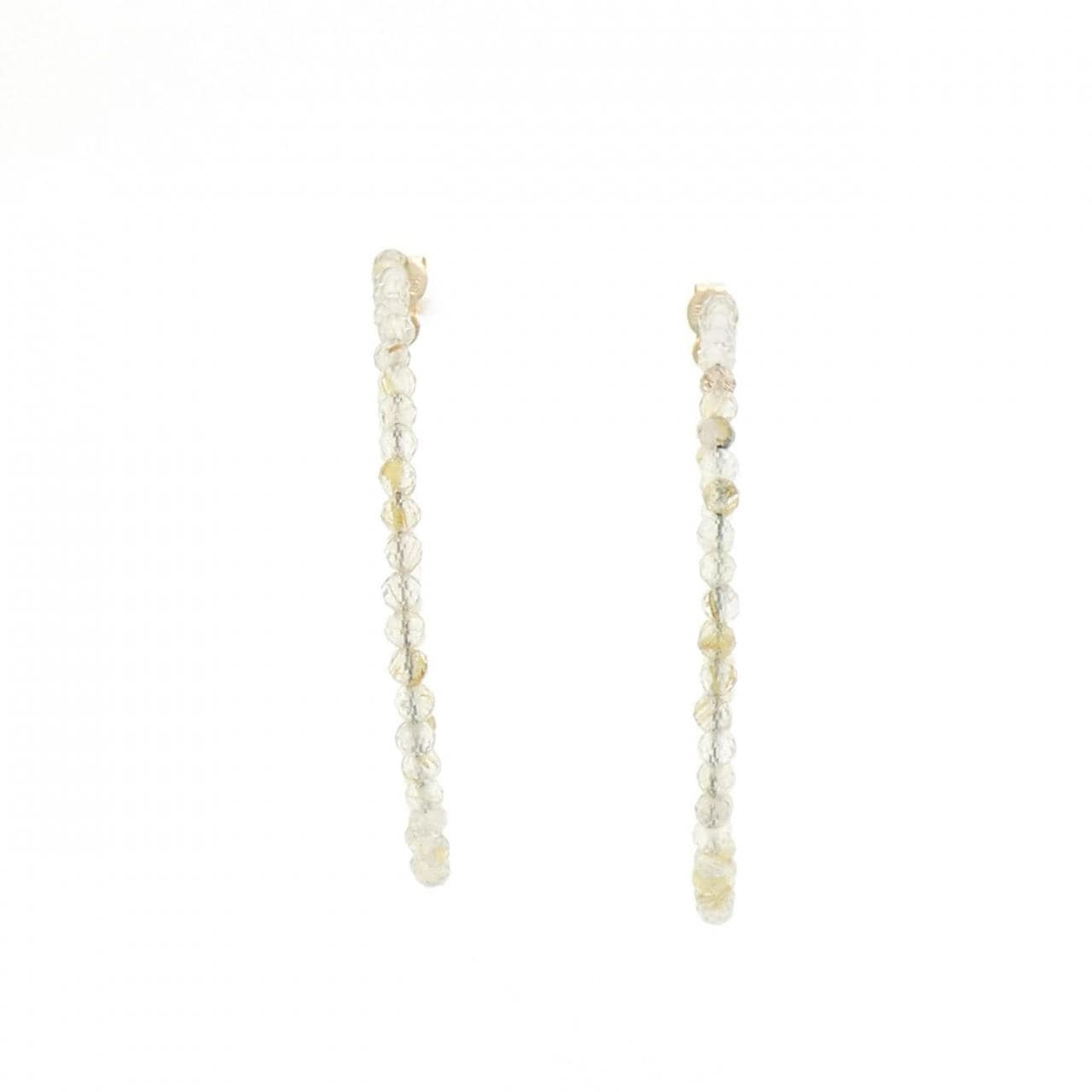 [新品] K10YG 金紅石石英耳環
