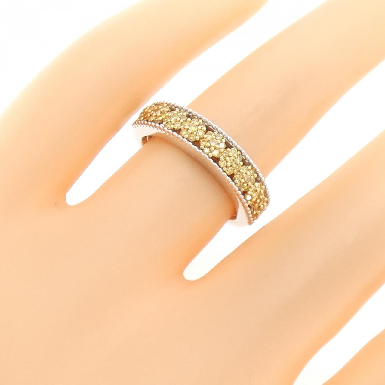 K18WG/K18YG フラワー ダイヤモンド リング 0.27CT