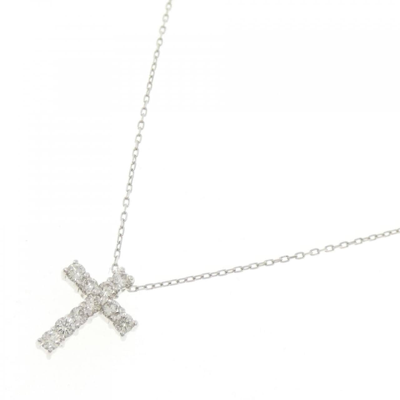 K18WG クロス ダイヤモンド ネックレス 0.20CT