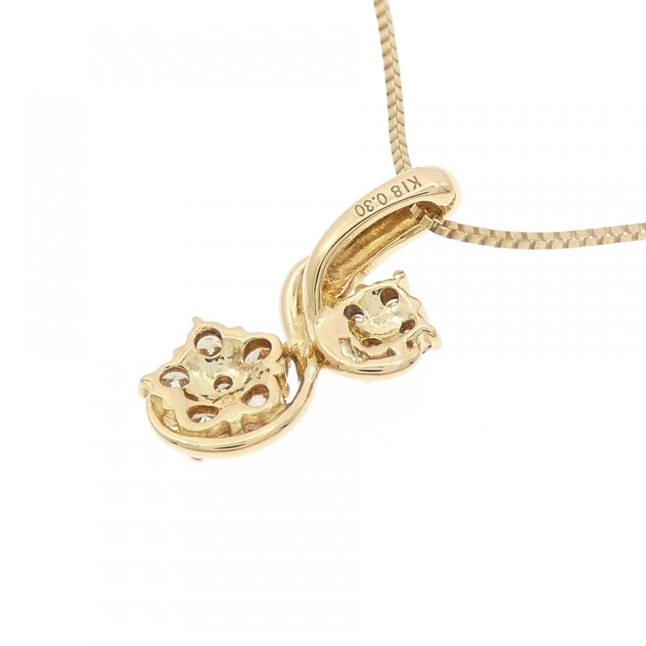K18YG フラワー ダイヤモンド ネックレス 0.30CT