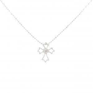 K18WG クロス ダイヤモンド ネックレス 0.05CT
