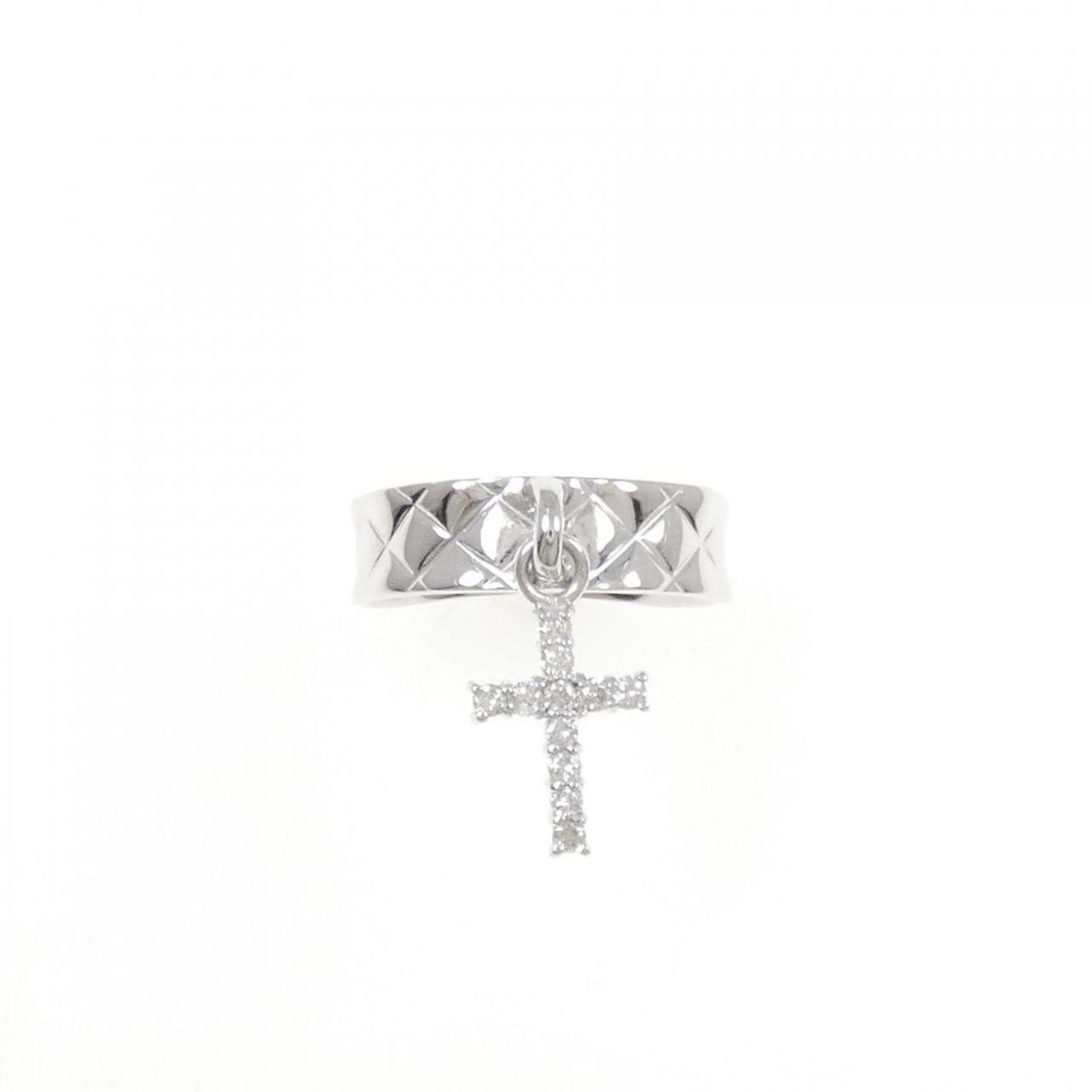 K18WG クロス ダイヤモンド リング 0.10CT